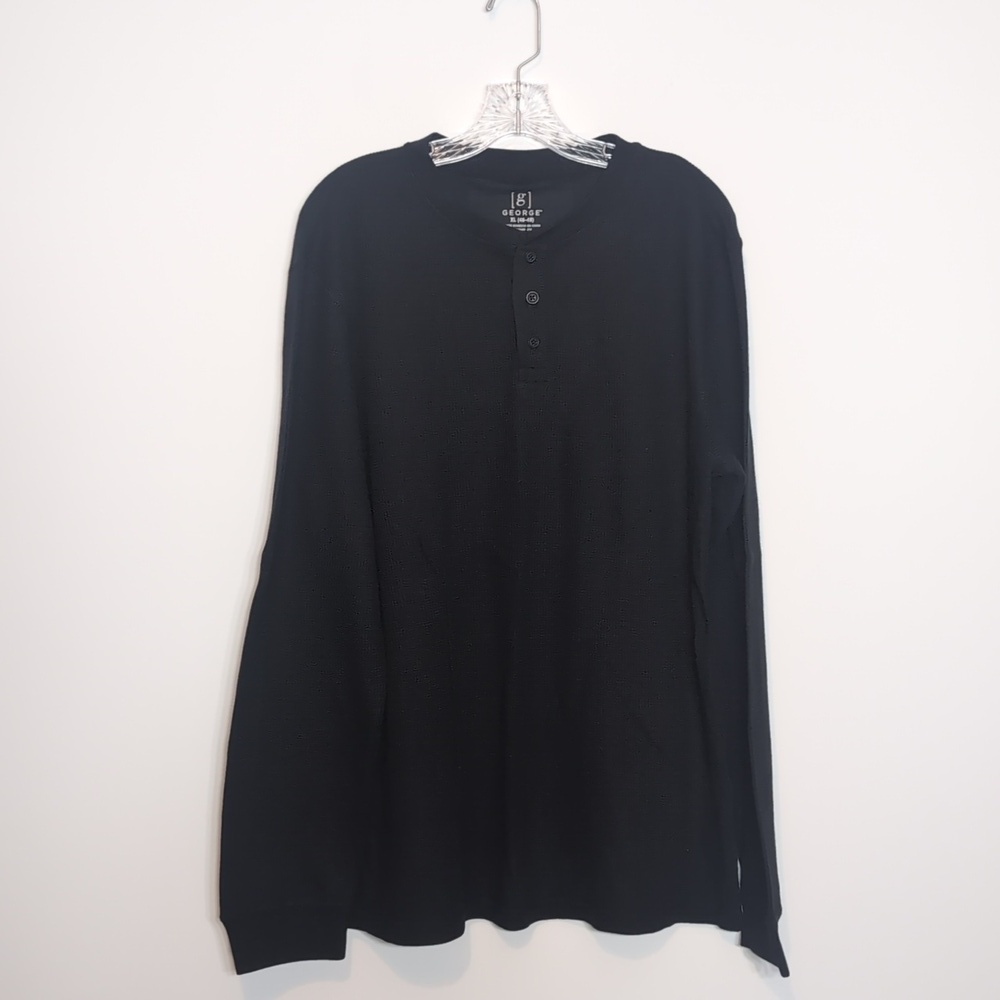 George Black Thermal Henley Long Sleeve T Shirt
